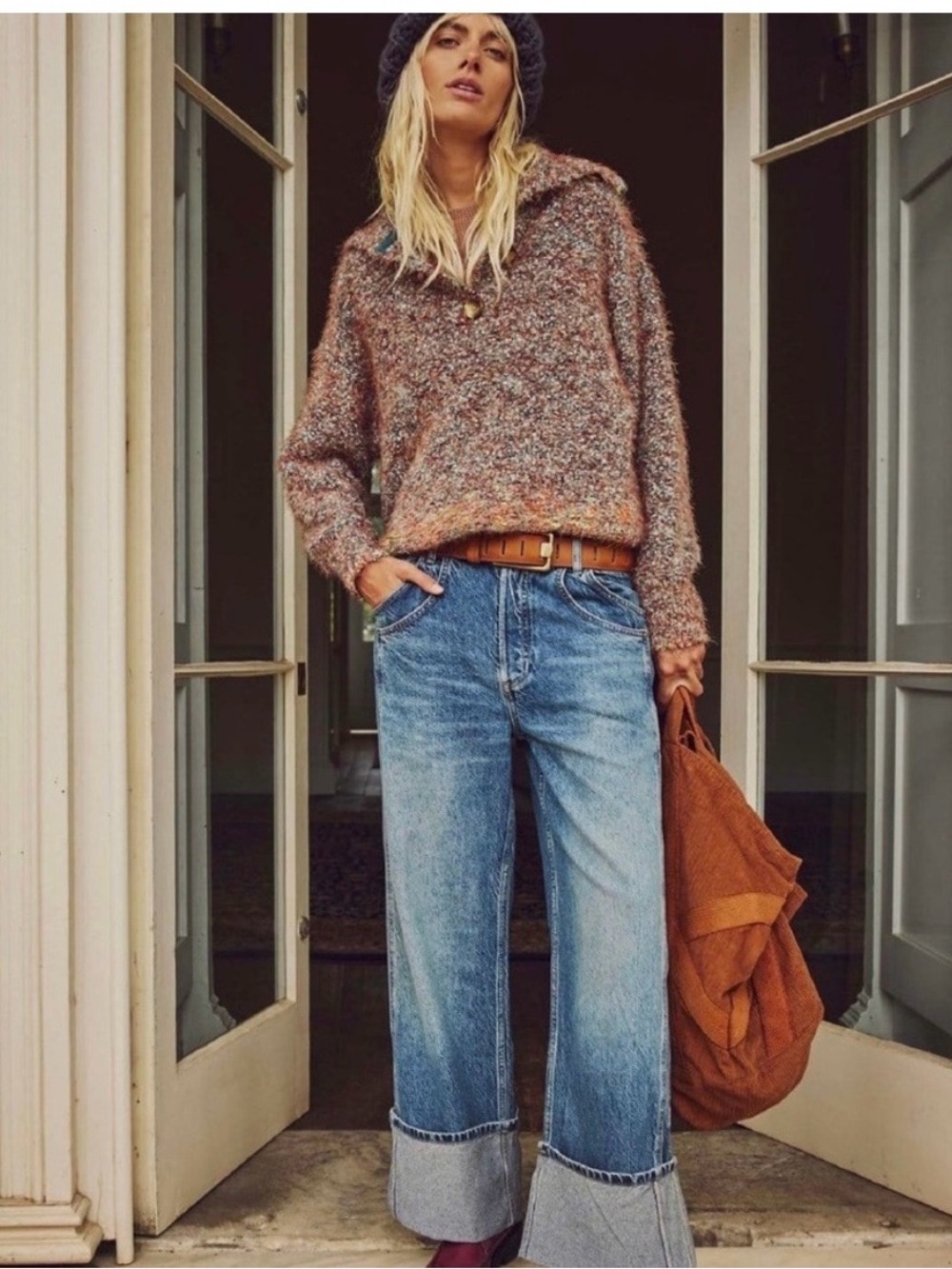 Free People/ We The Free Final Countdown Wide Leg Cuffed Jeans Size 31 - Picture 3 of 13